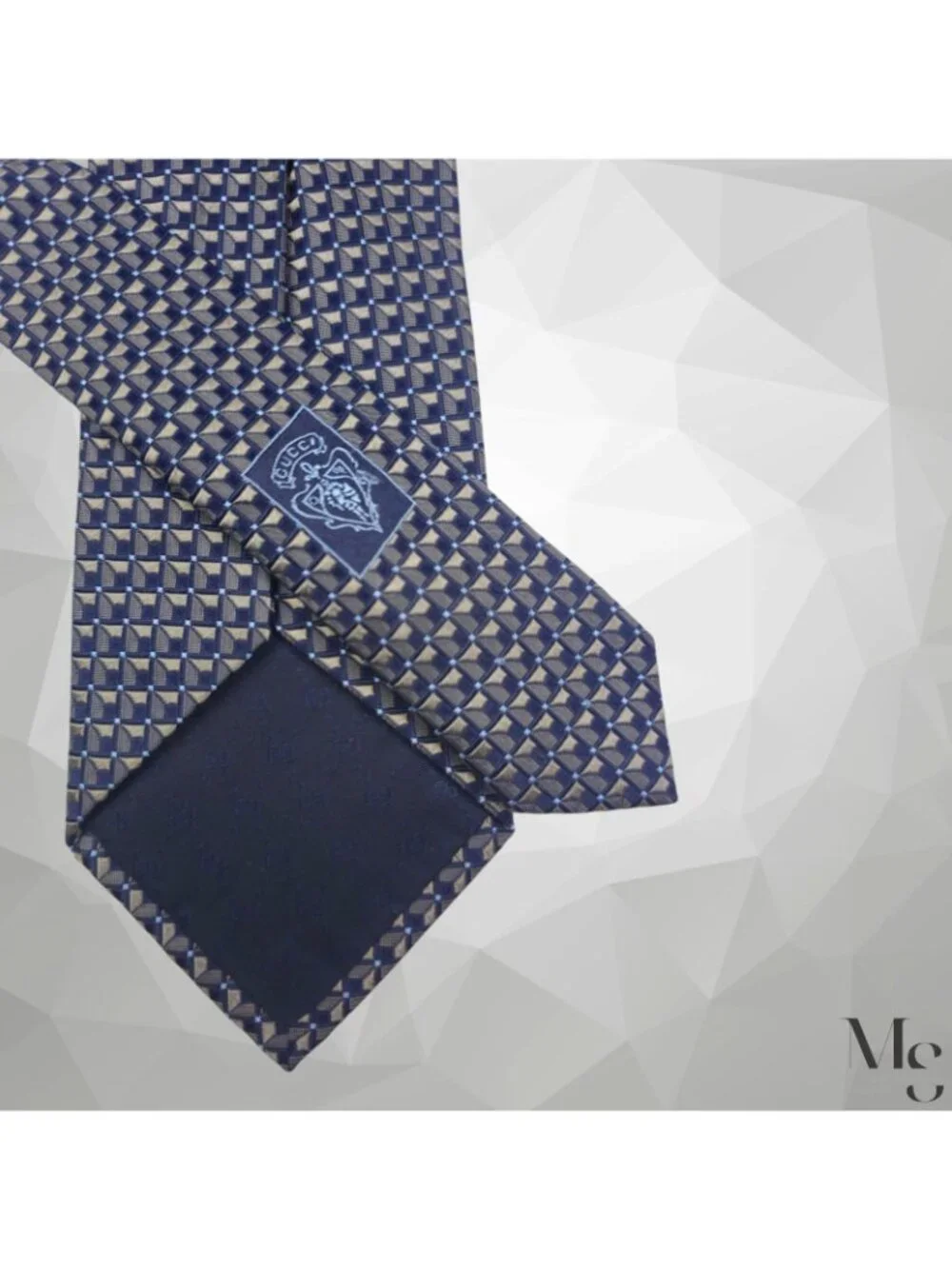 GUCCI Brown Geometric Silk Tie Made In Italy 58